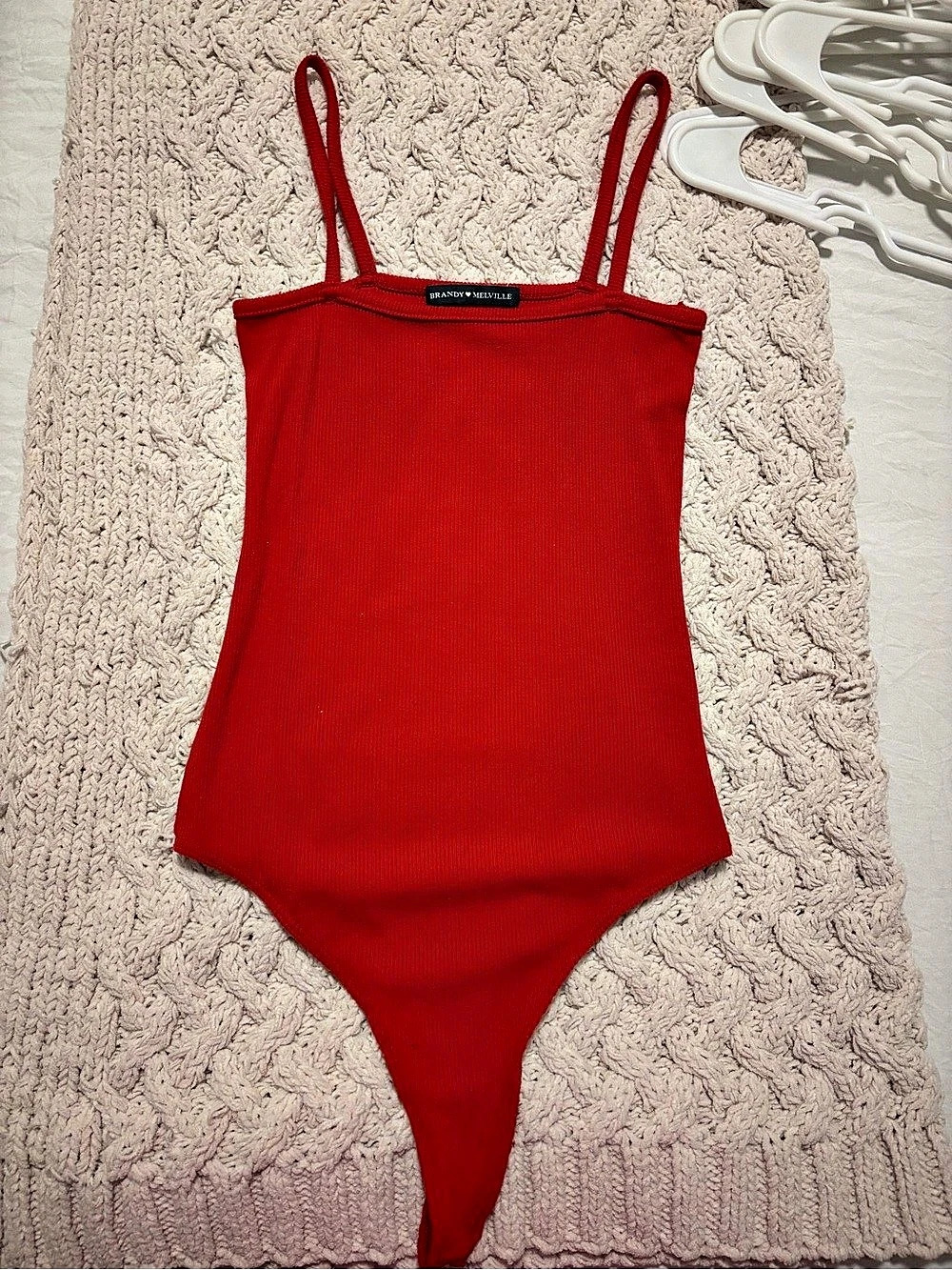 Brandy Melville Ribbed Red Bodysuit One-Piece
